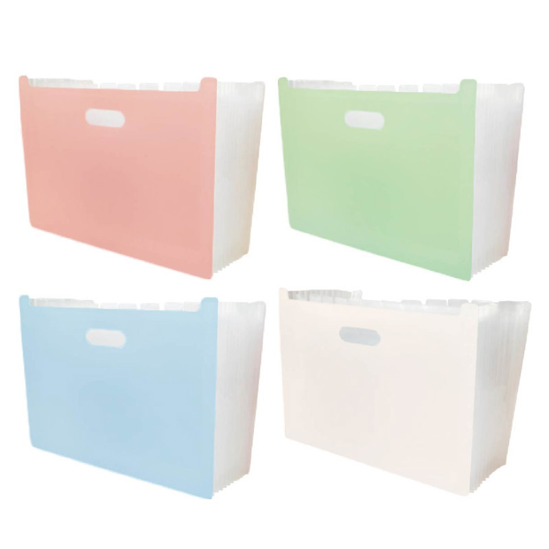 簡單生活 13格立式風琴夾-粉/綠/藍/白