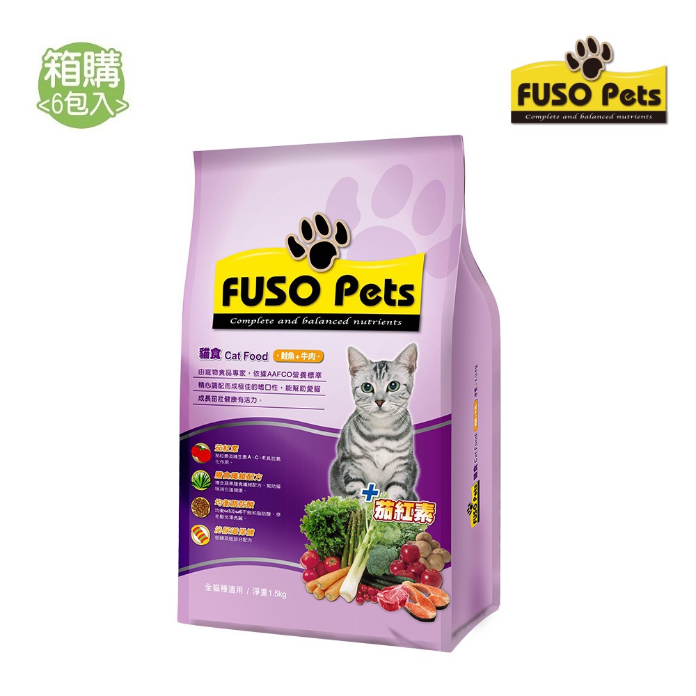 【FUSO pets】福壽貓食 鮭魚+牛肉口味 (1.5kgx6入/箱)