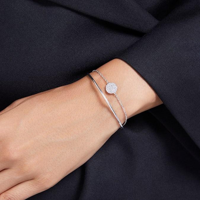 【Swarovski 施華洛世奇】Meteora 手鐲 (白色 鍍白金色)(5683447)