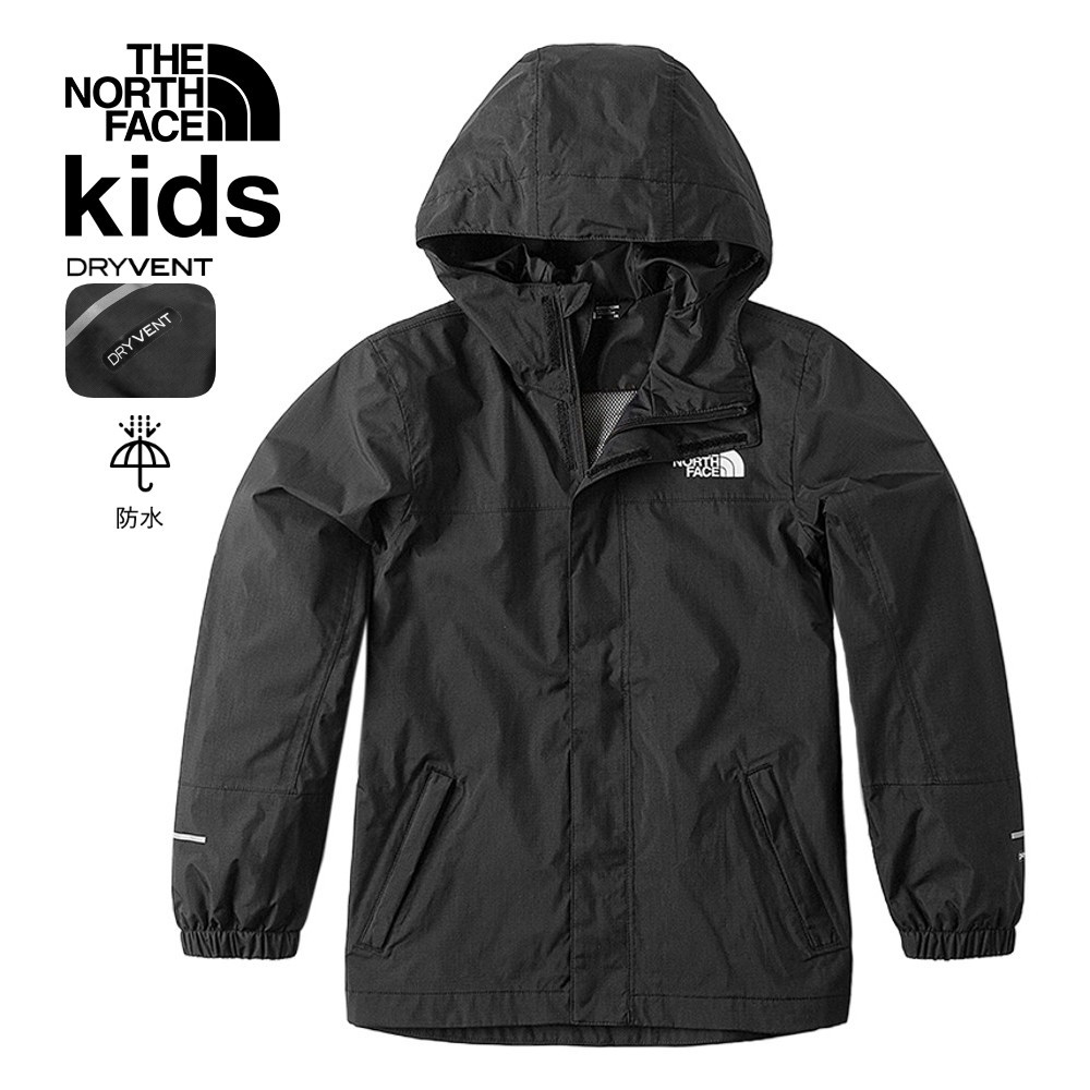 【限時搶購】兒童ANTORA黑色防水透氣連帽衝鋒衣｜8A48JK3