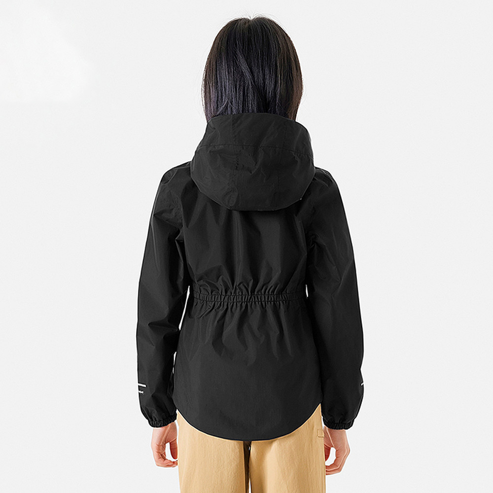 The North Face北面兒童ANTORA黑色防水透氣收腰連帽衝鋒衣｜8A49JK3