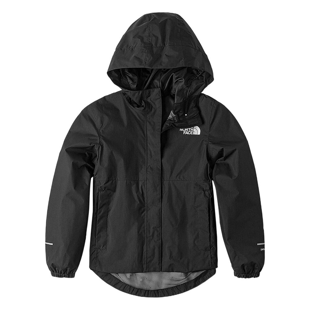 The North Face北面兒童ANTORA黑色防水透氣收腰連帽衝鋒衣｜8A49JK3