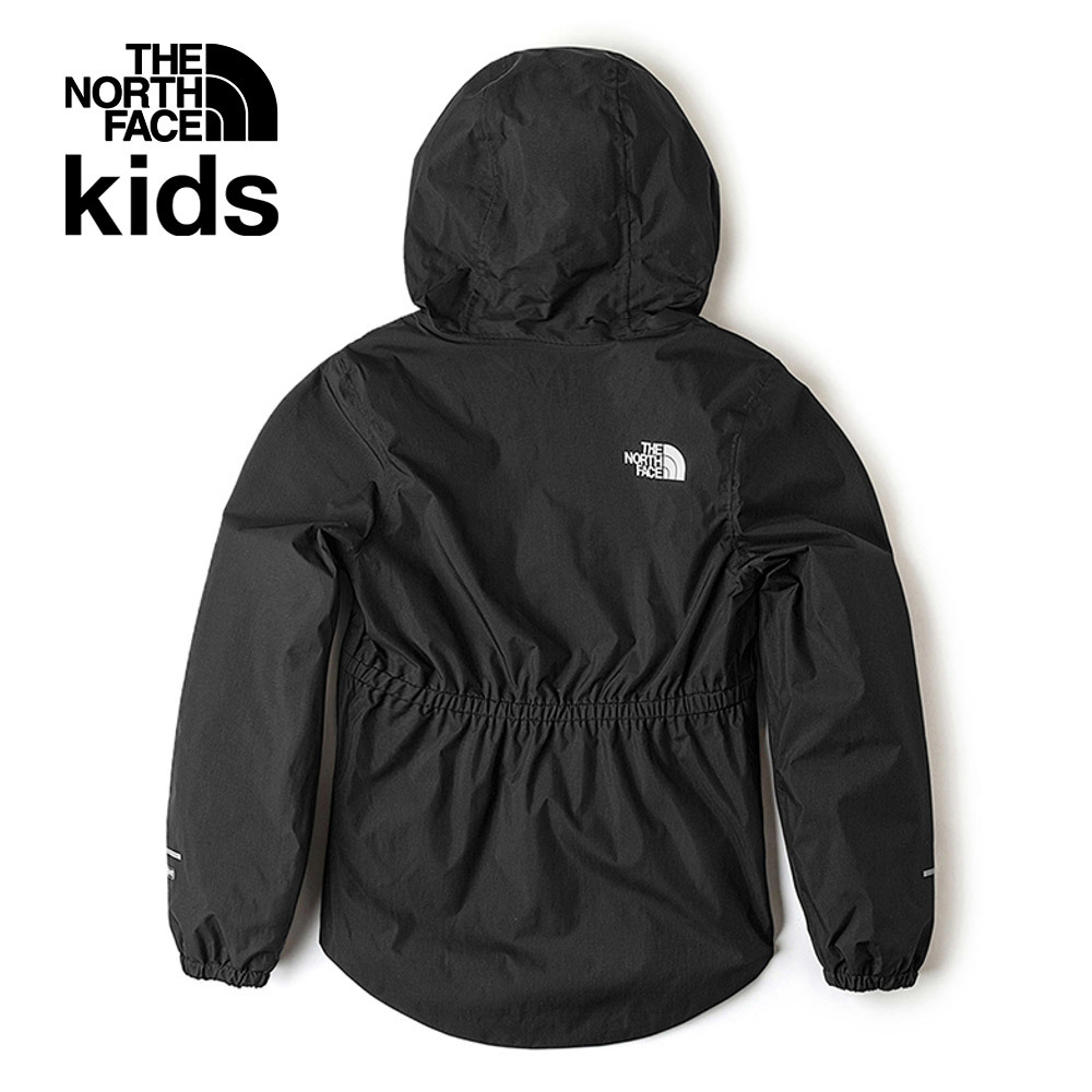 The North Face北面兒童ANTORA黑色防水透氣收腰連帽衝鋒衣｜8A49JK3
