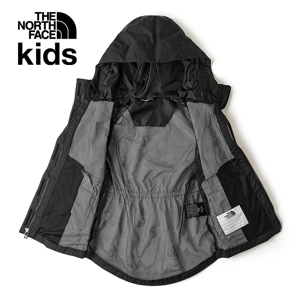 The North Face北面兒童ANTORA黑色防水透氣收腰連帽衝鋒衣｜8A49JK3