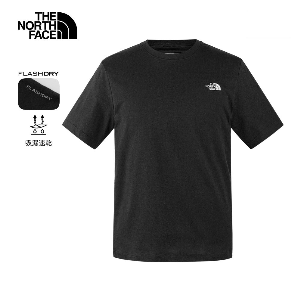 The North Face北面男款黑色吸濕排汗透氣休閒短袖T恤｜89QVJK3