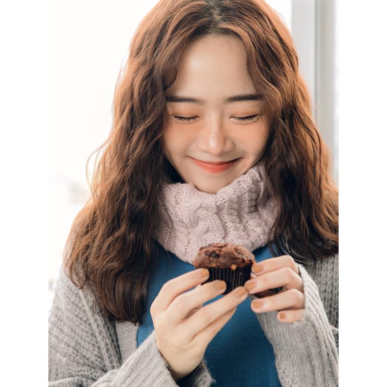 素色麻花織紋不倒絨保暖時尚脖圍