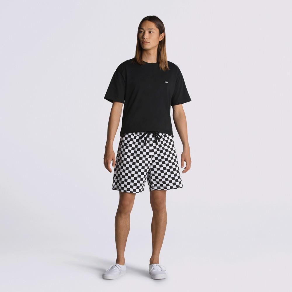 Vans Range Relaxed 男女款黑白棋盤格彈性鬆緊帶短褲