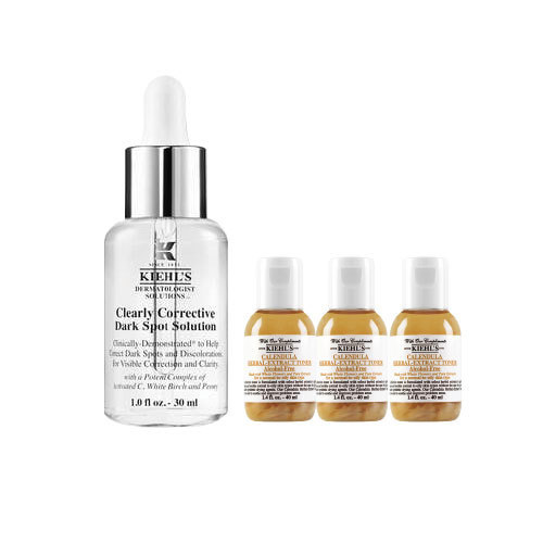 【Kiehl's 契爾氏】獨家優惠｜美白明星保濕組(激光極淨白淡斑精華30ml*1+金盞花化妝水40ml*3)