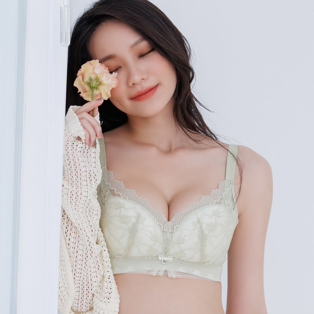 【緹花Michelle】蕾絲爆乳無鋼圈內衣 M-XXL 綠色 A10108