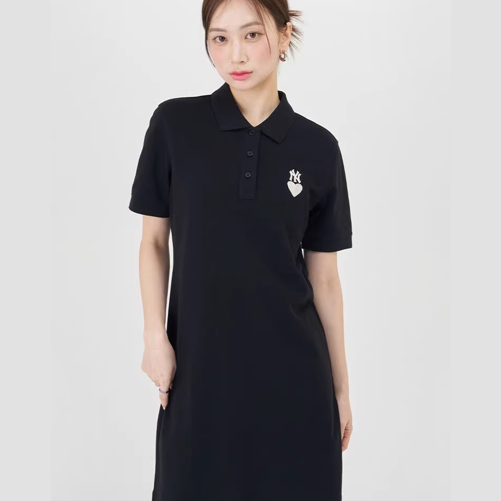 MLB 連身裙 洋裝 長版上衣 Heart系列 紐約洋基隊 (3FOPH0143-50BKS)｜舒適