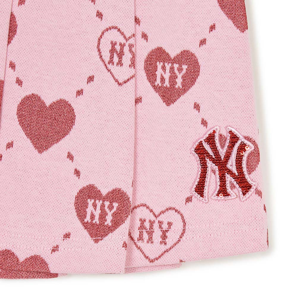 MLB KIDS 短裙 百褶裙 童裝 Heart系列 紐約洋基隊 (7FSKH0241-50PKP)