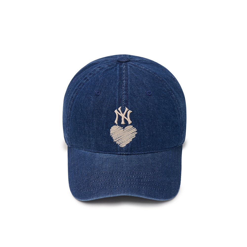 MLB  牛仔丹寧可調式軟頂棒球帽 Heart系列 紐約洋基隊 (3ACPH024N-50INS)
