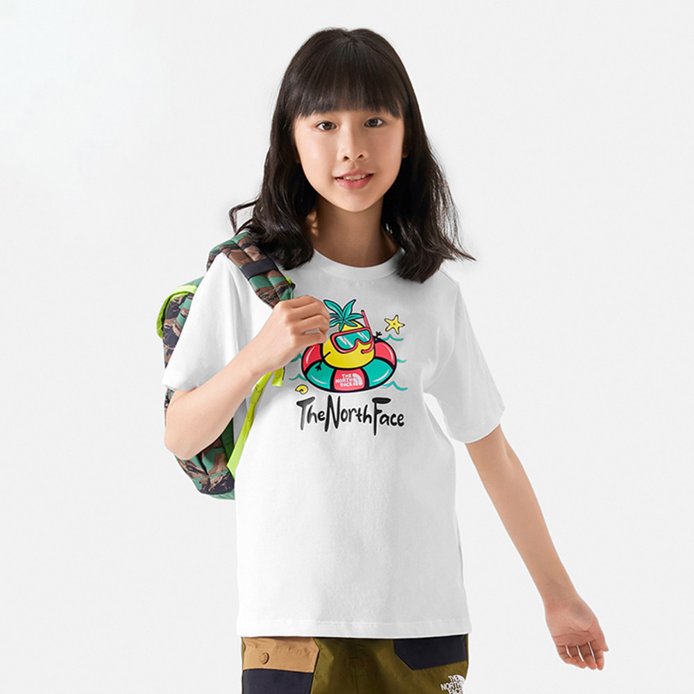 【10/24 12點週末限定】The North Face北面兒童白色可愛鳳梨趣味印花短袖T恤｜88HBFN4