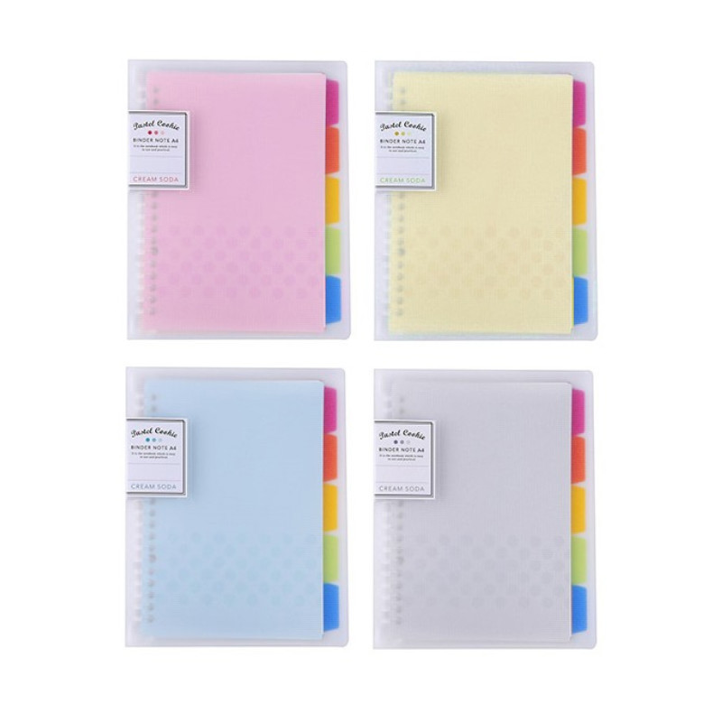 KOKUYO Pastel Cookie 20孔活頁本U罫40枚 A5-藍/粉/透明/黃