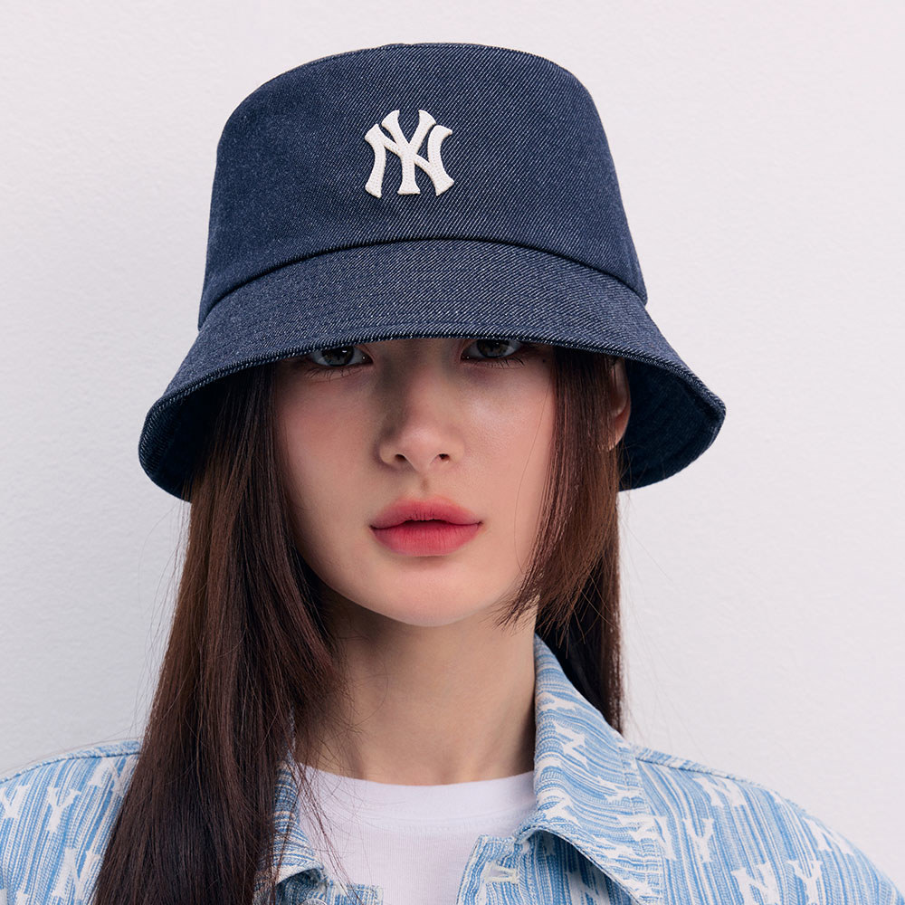 MLB 牛仔丹寧漁夫帽 紐約洋基隊 (3AHTD014N-50NYD)