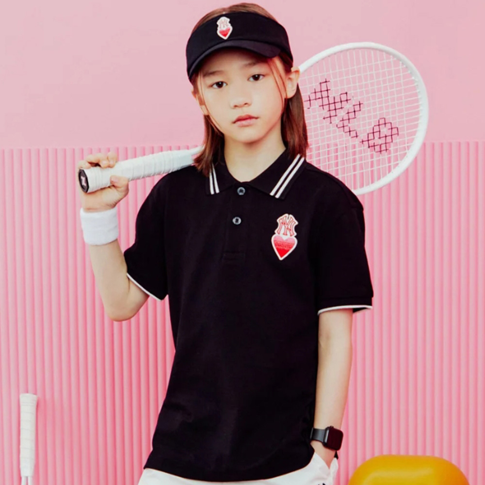 MLB KIDS Polo衫 童裝 Heart系列 紐約洋基隊 (7APQH0143-50BKS)