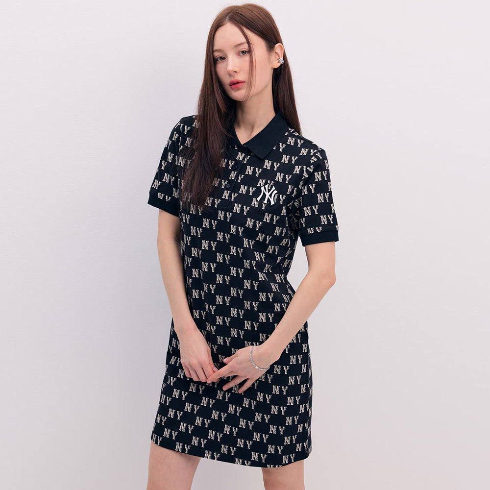 MLB 連身裙 洋裝 長版上衣 Monogram系列 紐約洋基隊 (3FOPM0143-50BKS)