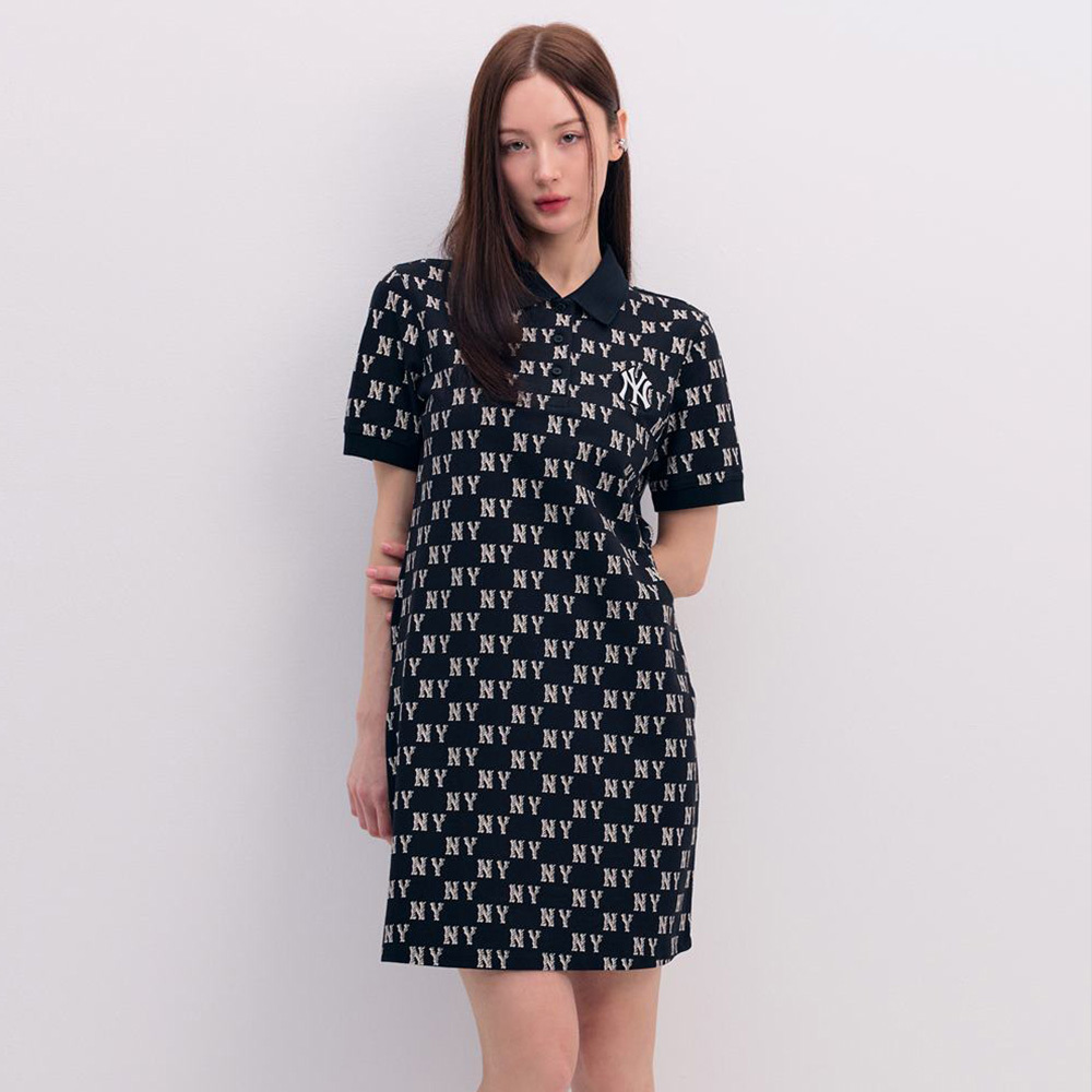 MLB 連身裙 洋裝 長版上衣 Monogram系列 紐約洋基隊 (3FOPM0143-50BKS)