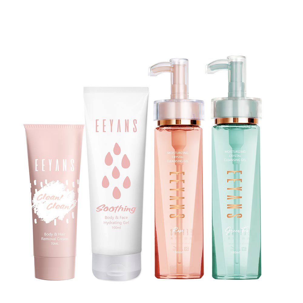 【4瓶組】美肌淨白Bye Bye霜+ 保濕呼呼水凝凍 + 晶透保濕SPA洗卸露*2瓶