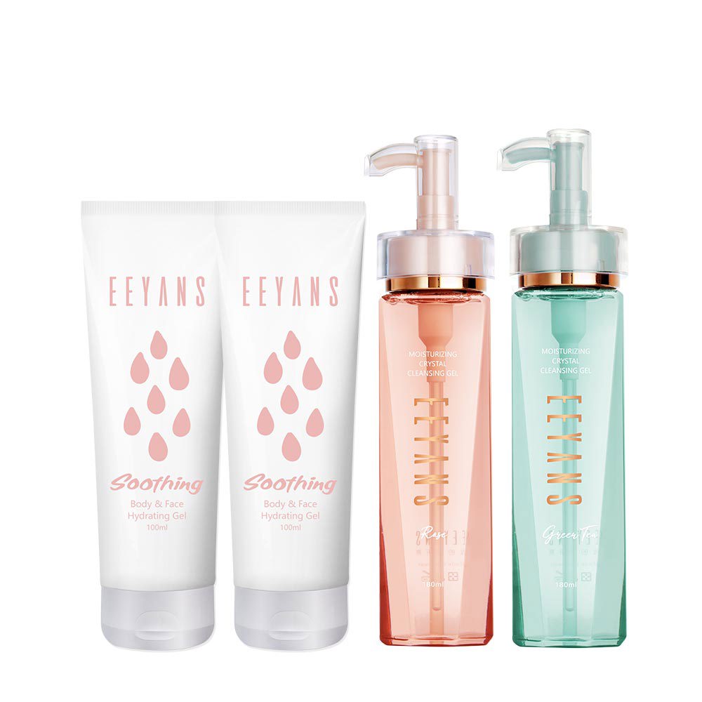 【洗卸呼呼4瓶組】 保濕呼呼水凝凍*2瓶 + 晶透保濕SPA洗卸露*2瓶 任選粉紅玫瑰/清新綠茶