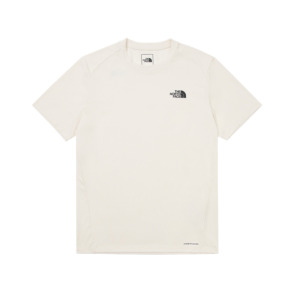 The North Face北面男款UPF米白色吸濕排汗防曬透氣休閒短袖T恤｜83TOQLI