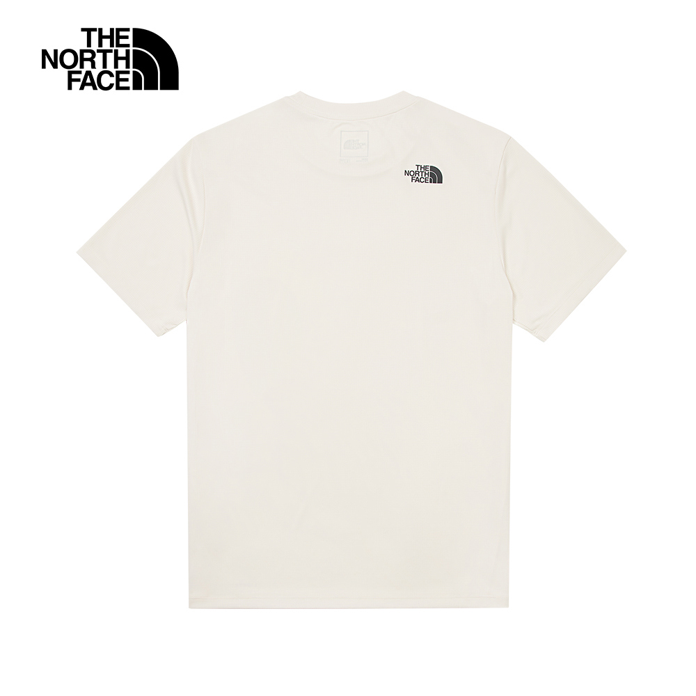The North Face北面男款UPF米白色吸濕排汗防曬透氣休閒短袖T恤｜83TOQLI