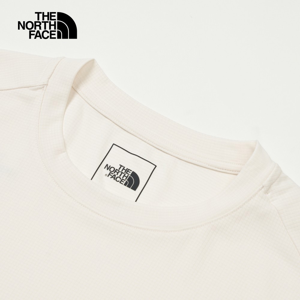 The North Face北面男款UPF米白色吸濕排汗防曬透氣休閒短袖T恤｜83TOQLI