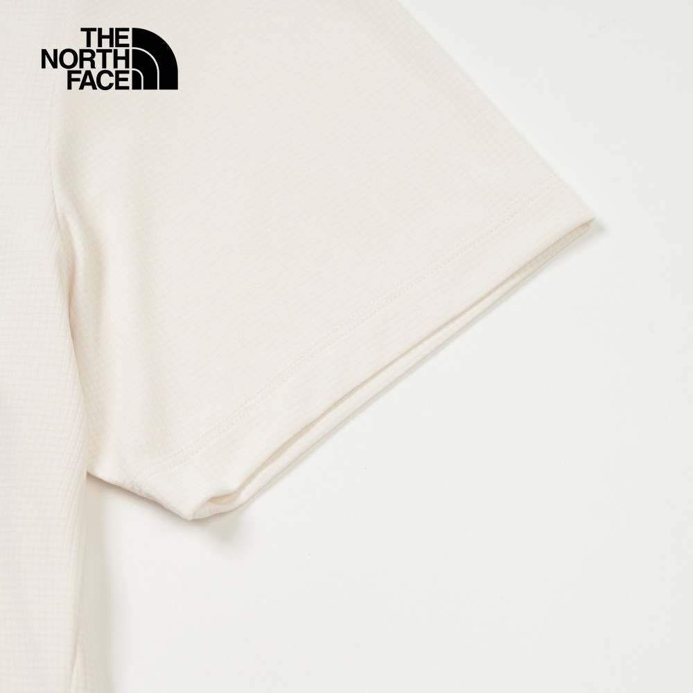 The North Face北面男款UPF米白色吸濕排汗防曬透氣休閒短袖T恤｜83TOQLI