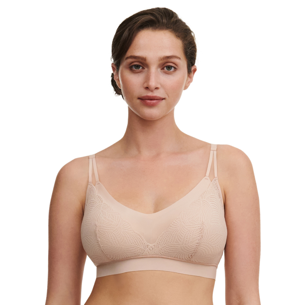 【Chantelle Lab】透氣涼感蕾絲雙肩帶無痕內衣>XS-XXL>粉膚色(11GQ9_01N)【Soft Stretch】