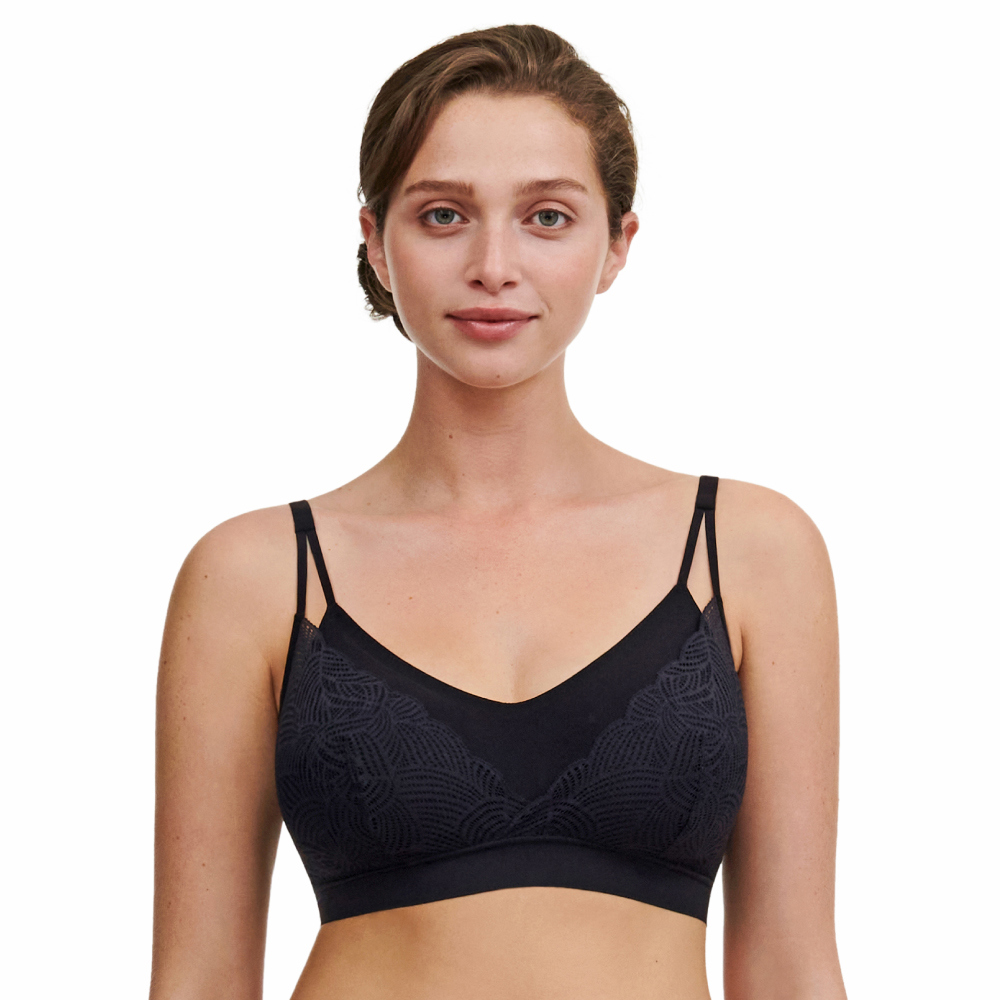 【Chantelle Lab】透氣涼感蕾絲雙肩帶無痕內衣>XS-XXL>黑色(11GQ9_011)【Soft Stretch】