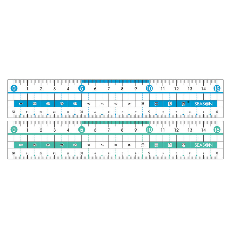 四季SEASON PVC軟尺15公分-藍/綠