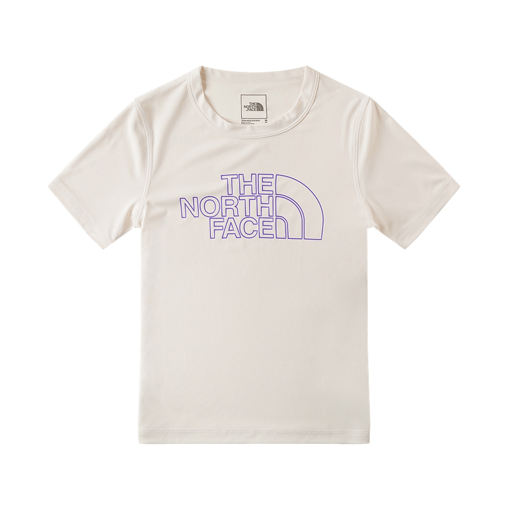 The North Face北面兒童UPF米白色吸濕排汗防曬涼感大尺寸印花短袖T恤｜87ZDQLI