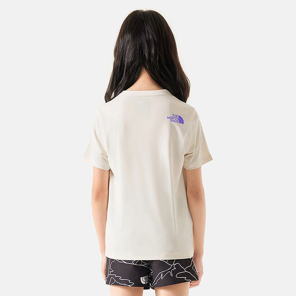 The North Face北面兒童UPF米白色吸濕排汗防曬涼感大尺寸印花短袖T恤｜87ZDQLI