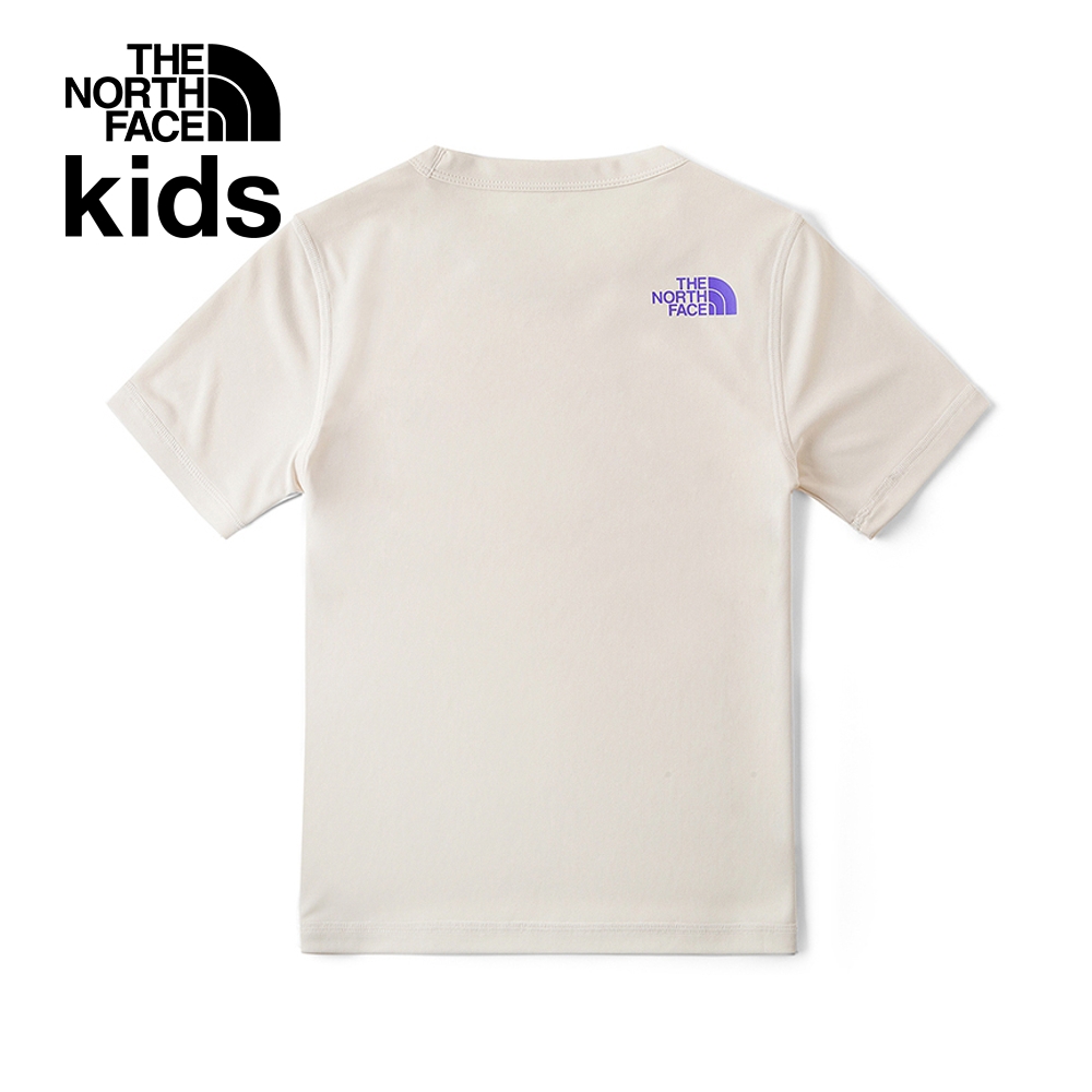 The North Face北面兒童UPF米白色吸濕排汗防曬涼感大尺寸印花短袖T恤｜87ZDQLI