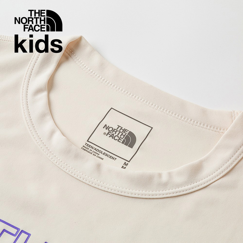 The North Face北面兒童UPF米白色吸濕排汗防曬涼感大尺寸印花短袖T恤｜87ZDQLI