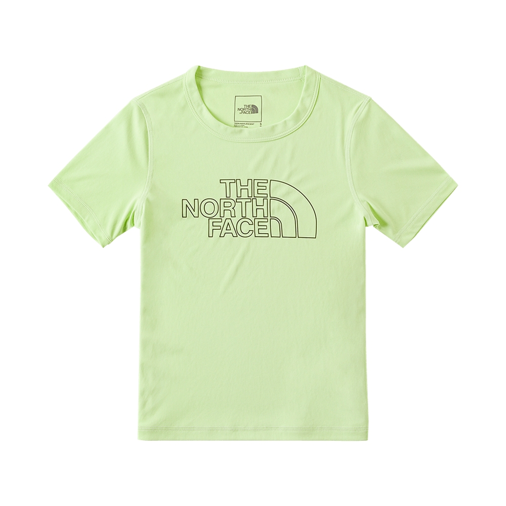The North Face北面兒童UPF綠色吸濕排汗防曬涼感大尺寸印花短袖T恤｜87ZDO0F