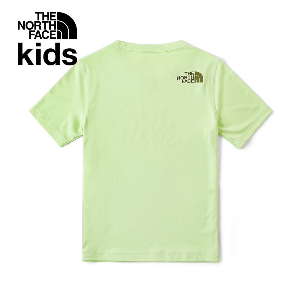 The North Face北面兒童UPF綠色吸濕排汗防曬涼感大尺寸印花短袖T恤｜87ZDO0F