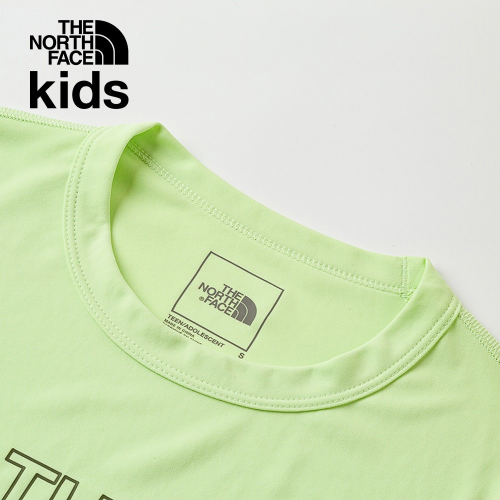 The North Face北面兒童UPF綠色吸濕排汗防曬涼感大尺寸印花短袖T恤｜87ZDO0F