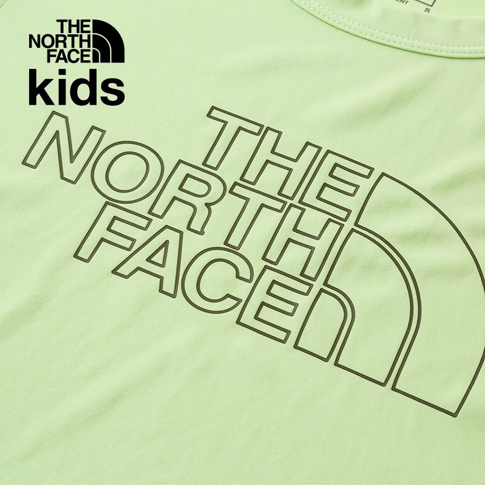 The North Face北面兒童UPF綠色吸濕排汗防曬涼感大尺寸印花短袖T恤｜87ZDO0F