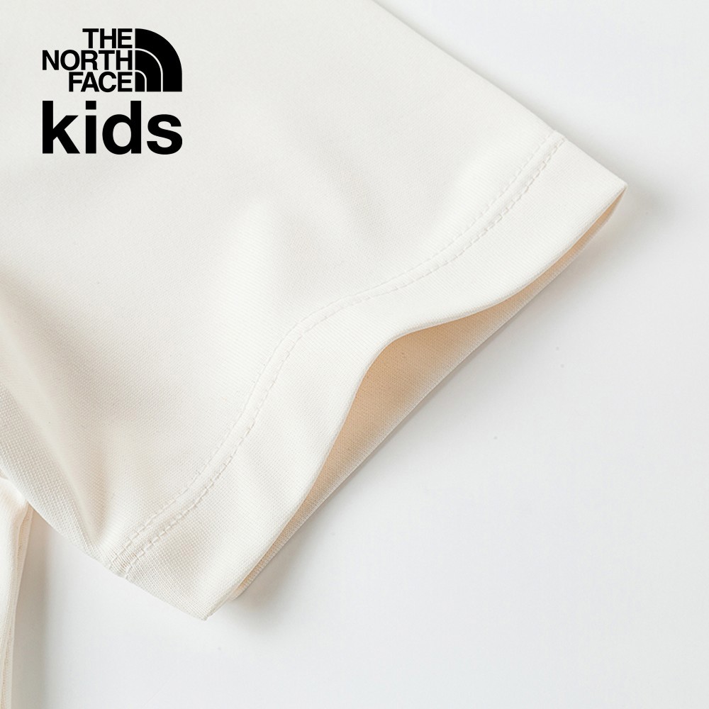 The North Face北面兒童UPF米白色吸濕排汗防曬大尺寸趣味印花短袖T恤｜88HAQLI
