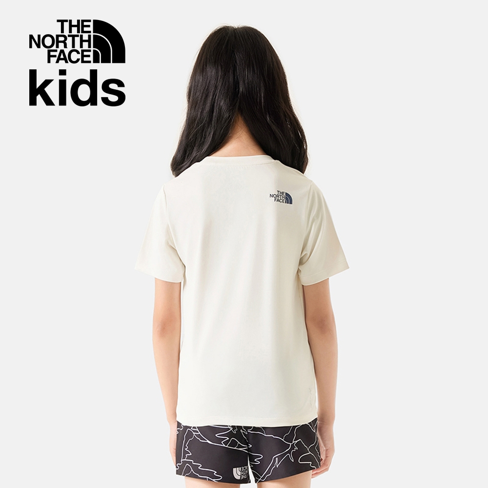 The North Face北面兒童UPF米白色吸濕排汗防曬大尺寸趣味印花短袖T恤｜88HAQLI