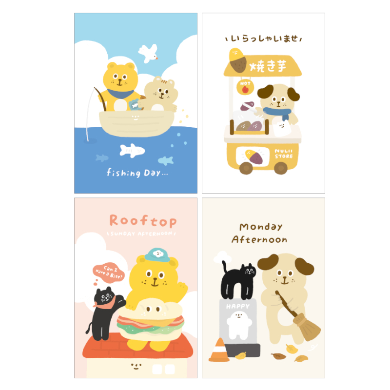 有吉合作社 空白筆記本 32Ｋ-釣魚/烤地瓜/屋頂/落葉