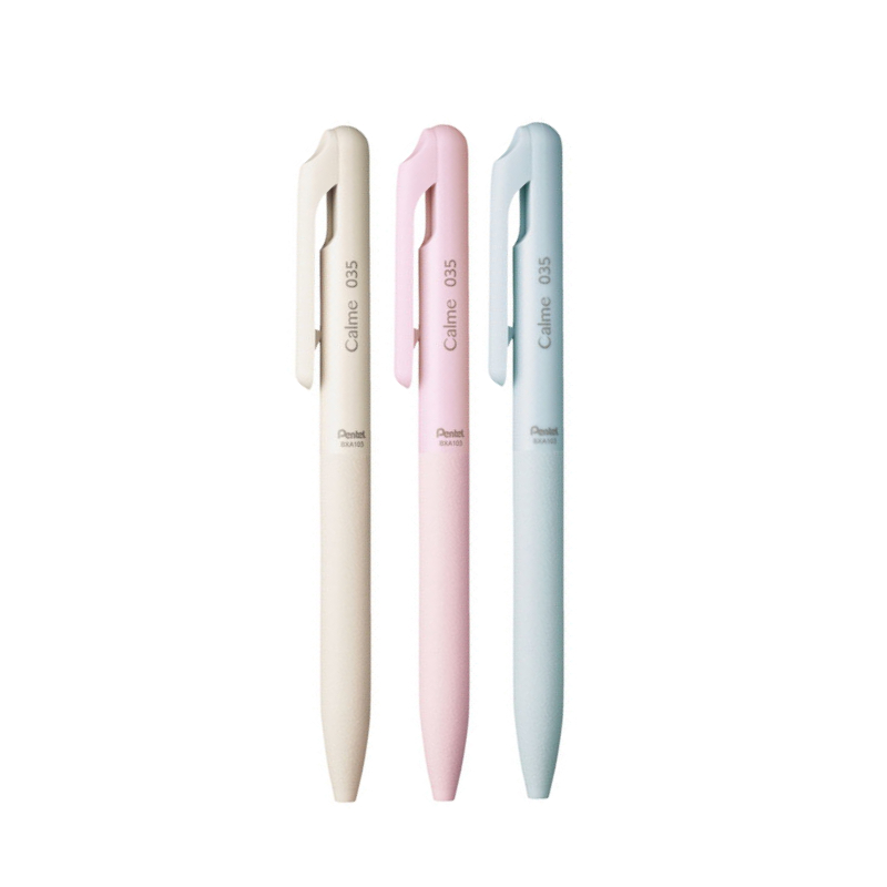 飛龍Pentel Calme靜暮輕油筆 0.35mm(黑芯)-米色桿/粉色桿/粉藍桿