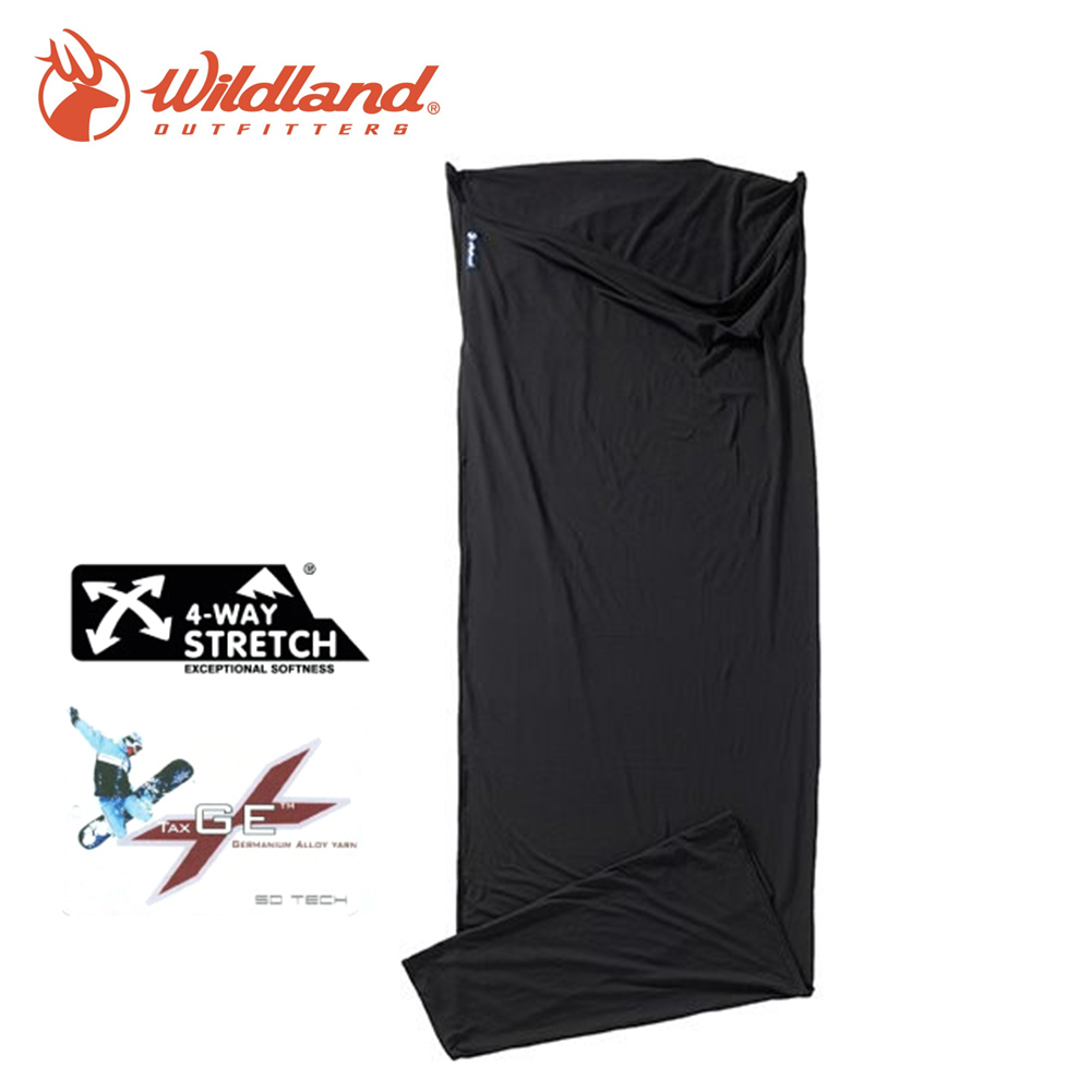 【荒野 WildLand】鍺纖維親膚保暖睡袋內套-附收納袋(黑色)露宿袋內袋 登山露營|EB00A62679-54