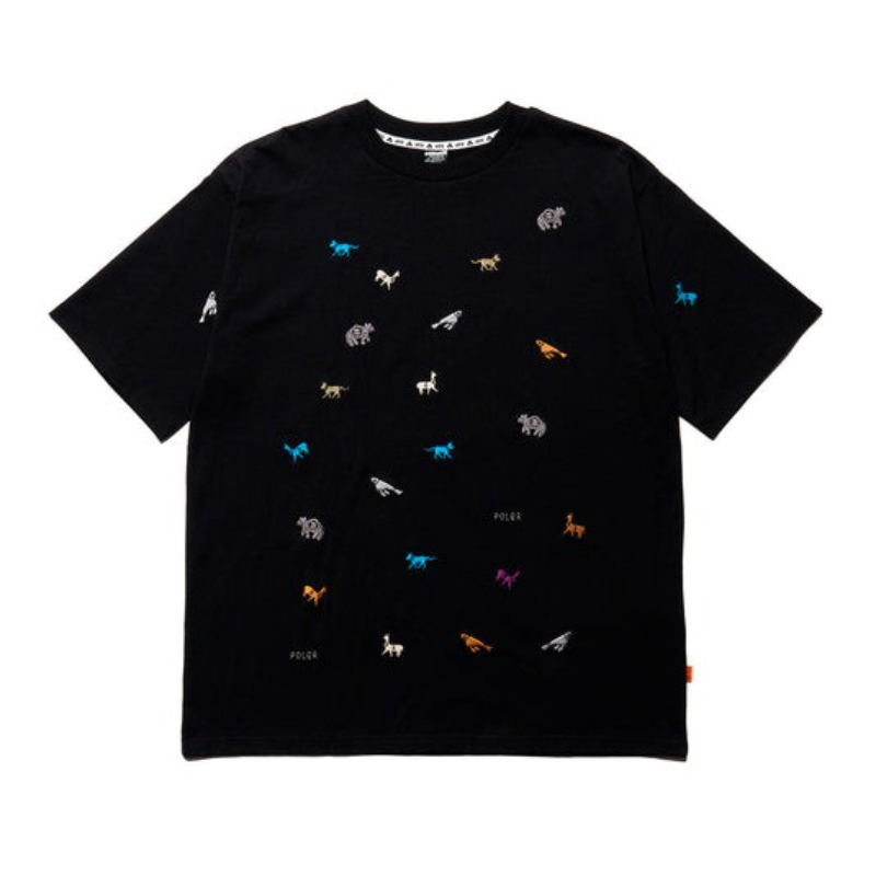 日本限定 POLER PRM WASH EMB TEE-ANIMAL 日式仿水洗電繡TEE / 動物*黑色