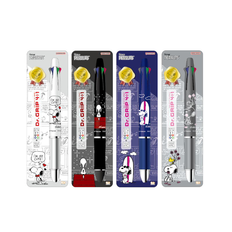 百樂PILOT x 史努比 健握4+1 多功能筆(0.7mm)-對話白/黑桿/海軍藍/花朵灰