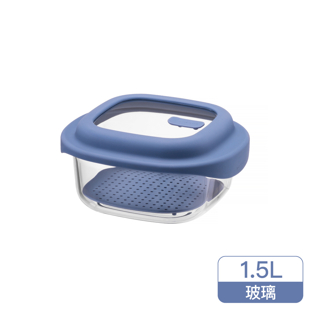 樂扣樂扣好煮藝矽膠耐熱玻璃調理盒1.5L/藍色(LNG482)