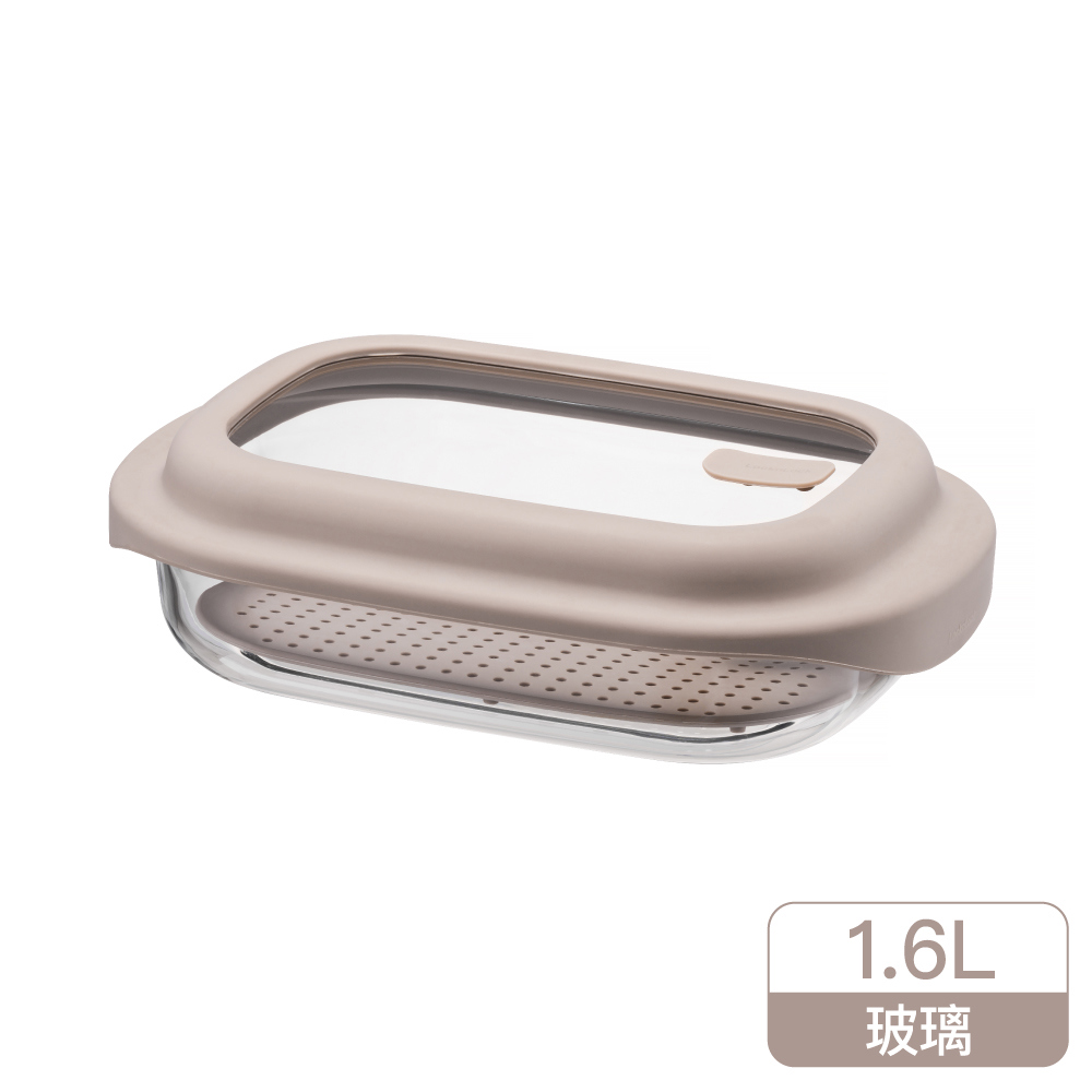 樂扣樂扣好煮藝矽膠耐熱玻璃調理盒1.6L/奶茶色(LNG483)