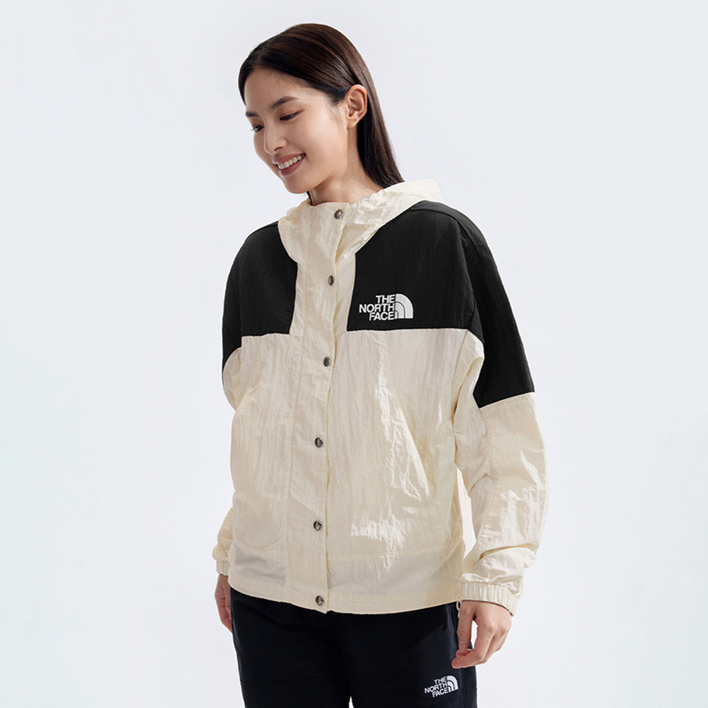 【10/24 12點週末限定】The North Face北面女款米白色防風防潑水下擺抽繩連帽外套｜81RXROU