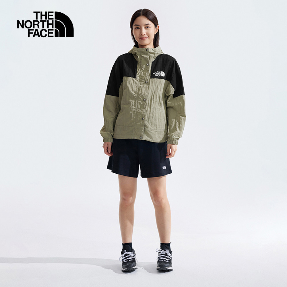 【10/24 12點週末限定】The North Face北面女款灰黑拼接防風防潑水下擺抽繩連帽外套｜81RX5IF